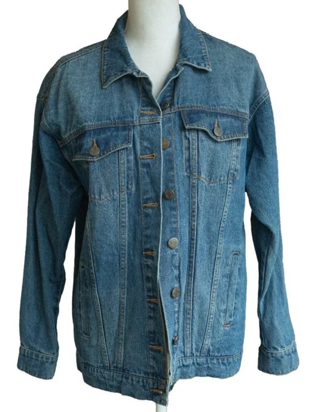 Noisy May Denim Trucker Jacket Oversized Slouchy Medium Wash 90s Jean Coat